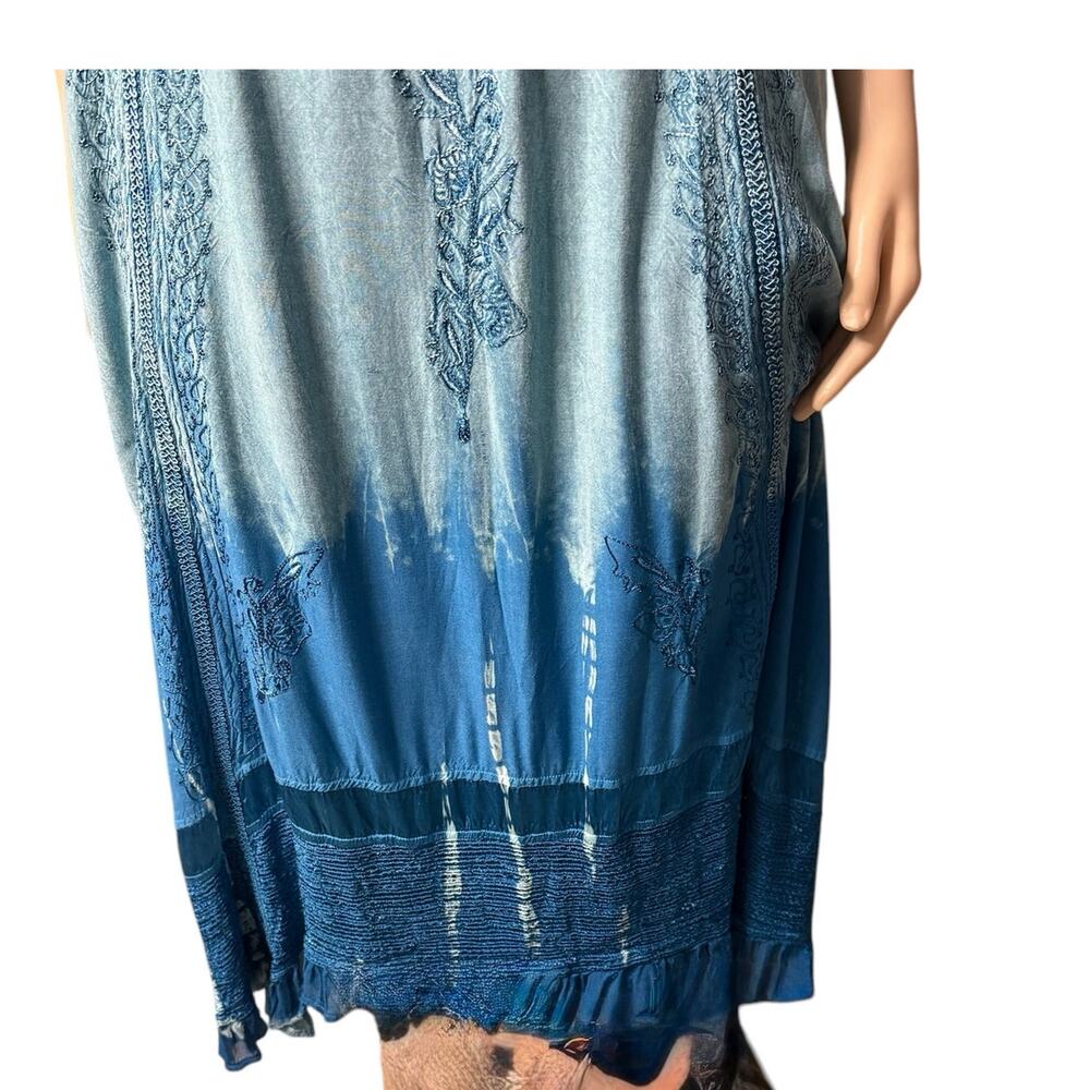 Seventh Avenue Boho Tank Summer Dress Size 3X in Teal Green - Picture 7 of 11
